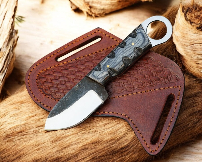 Custom Handmade Carbon Steel Skinner Knife With Leather Sheath