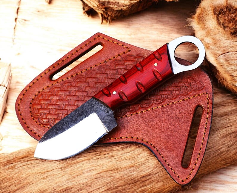 Custom Handmade Carbon Steel Skinner Knife With Leather Sheath