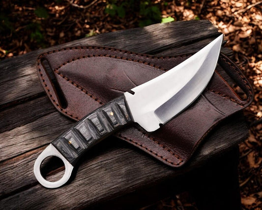 Custom Handmade Stainless Steel Skinner Knife With Leather Sheath