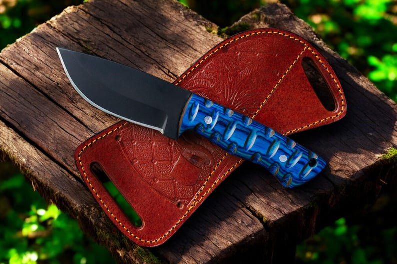 Custom Handmade Hunting Knife With Leather Sheath