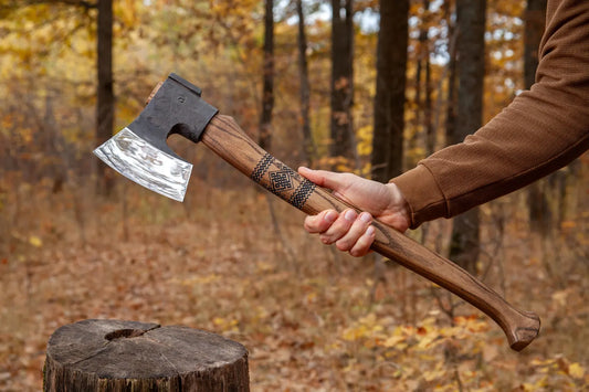 Finnish Viking Axe with Ukrainian Carvings - Camping Axe, Bushcraft Axe, Forest Axe, Finnish Type, Hiking Axe for Limbing, Splitting