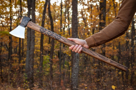 Traditional Ukrainian Hutsul Axe Bartka Valashka - Decorative Carpathian Ethnic Axe, Hutsul Hatchet, Highlanders Axe with Leather Case