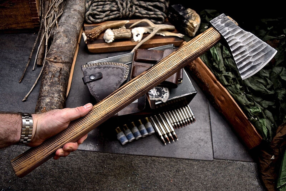 Handmade 1095 High Carbon Steel Axe Viking Long Axe with Leather Sheath