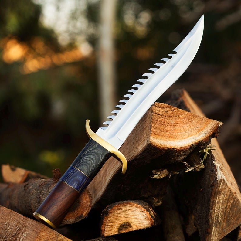 Custom Handmade Hunting Bowie Knife With Leather Sheath