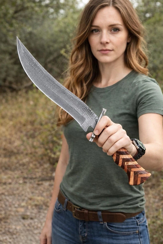 Master Craft Damascus Steel Blade Bowie Knife Tactical Outdoor Survival