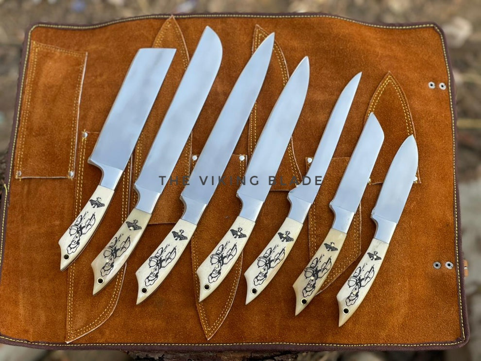 Custom Hand Forged Chef Set With Sheath