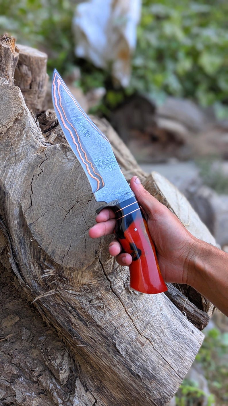 Handmade Copper Damascus Bowie Knife