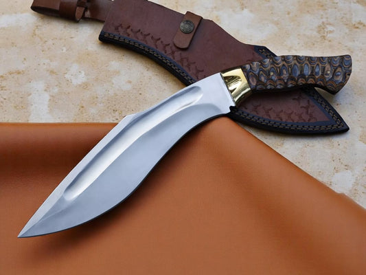 Custom Handmade Hunting Kukri Knife With Leather Sheath