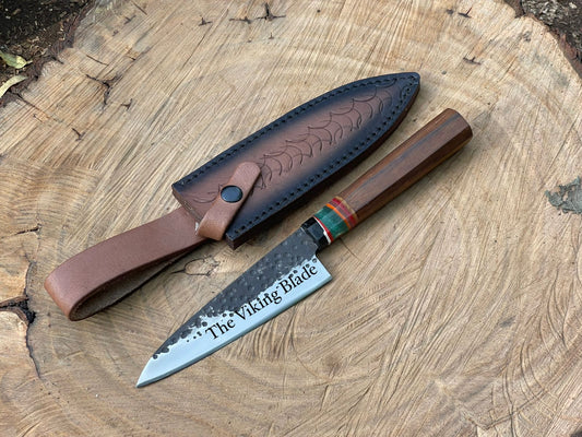 Handmade Damascus Chef Knife – 13” Kitchen Knife with Camel Bone & Wood Handle | Full Tang Construction