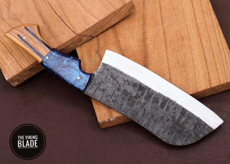 Handmade High Carbon Steel Full Tang "11.5 Cleaver, Chopper, Butcher Knife, Comes With Genuine Leather Sheath