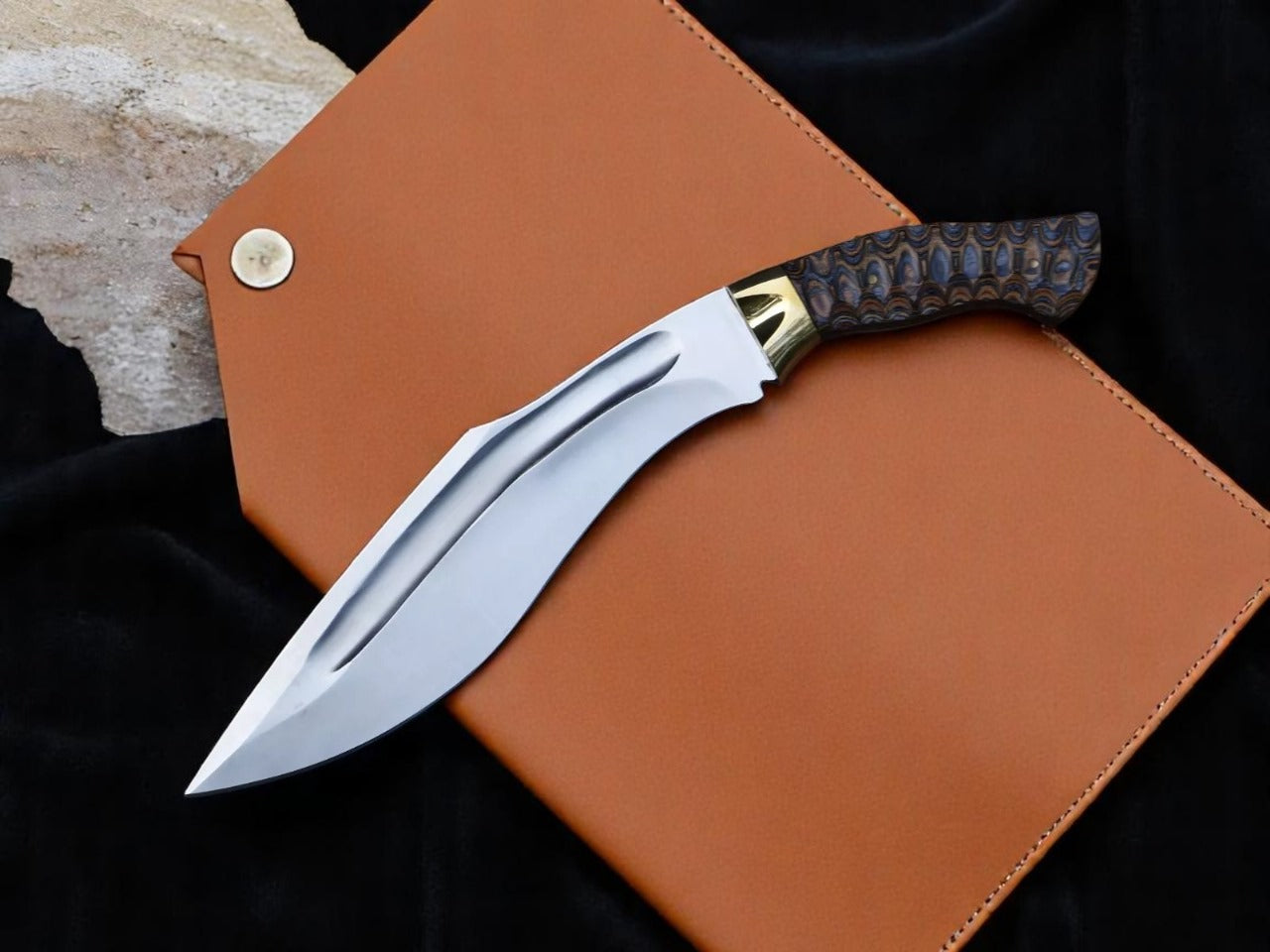 Custom Handmade Hunting Kukri Knife With Leather Sheath