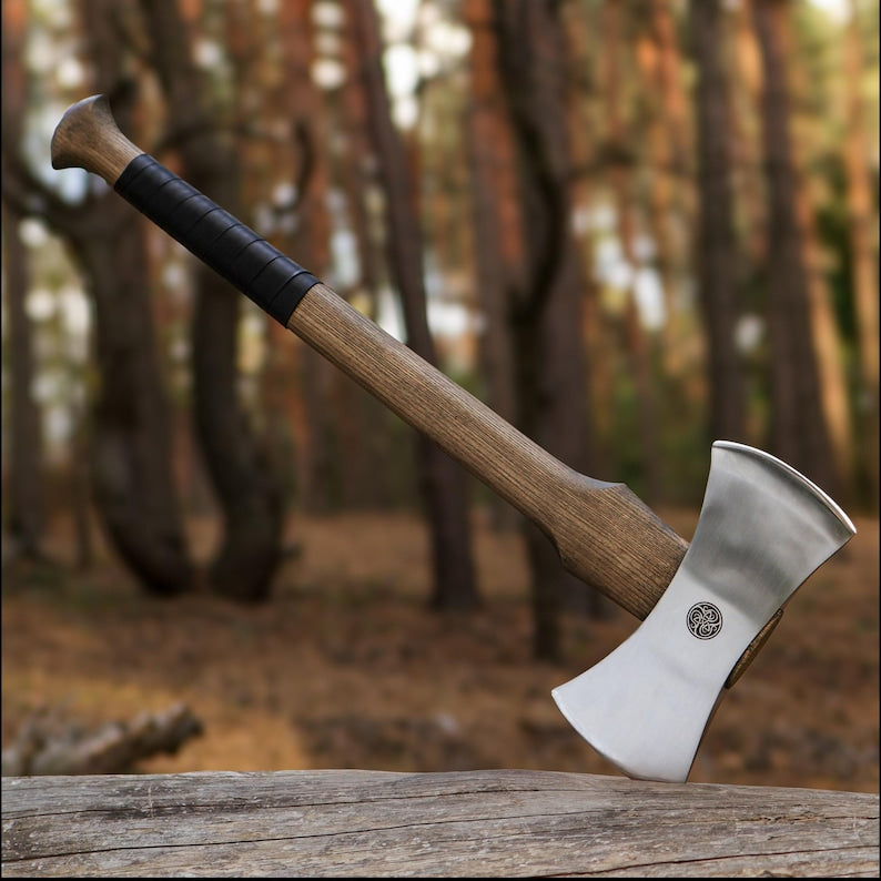 Hand Forged Double Bit Viking Axe: Functional Double Blade Hatchet