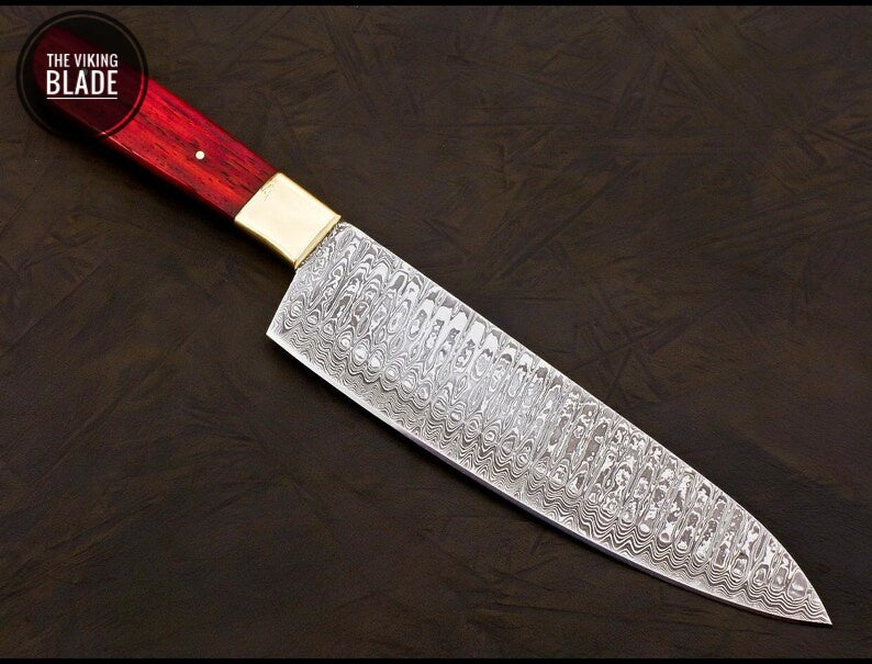 Handmade Damascus Chef Knife Hand Forged Japanese Gyuto Kitchen Knife With Leather Roll Kit