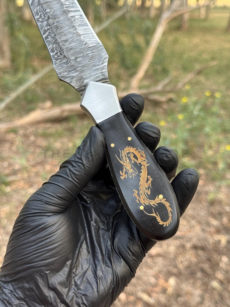Custom Handmade Damascus Steel Bowie Hunting Knife With Leather Sheath