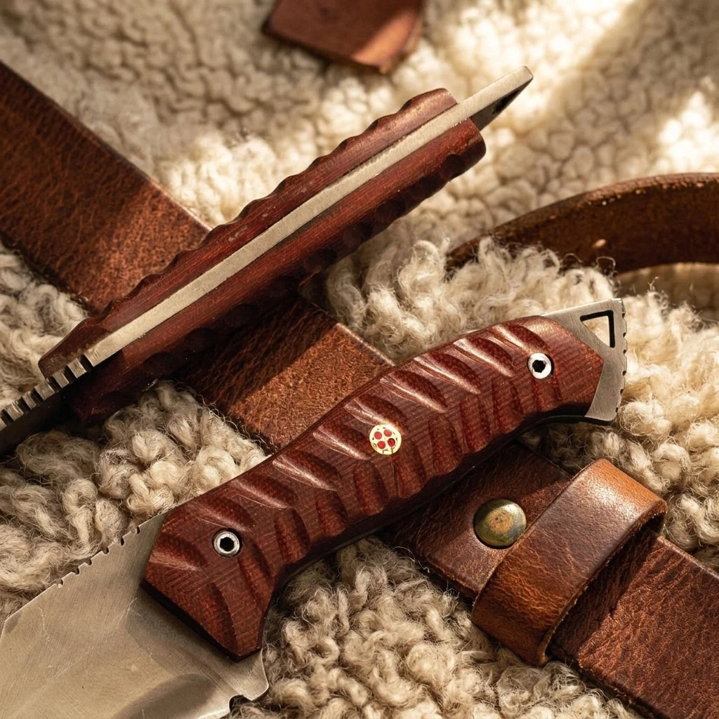 Handmade Tactical Knife with Sheath Full Tang Carbon Steel Blade, Micarta Handle