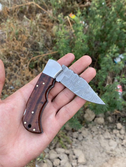 Custom Handmade Damascus Steel Folding Pocket Knife
