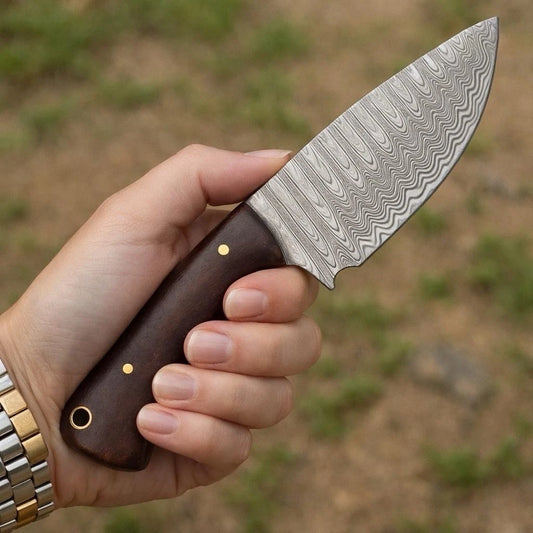 Handmade Forged Damascus Steel Fix Blade Knife Full Tang With Leather Sheath