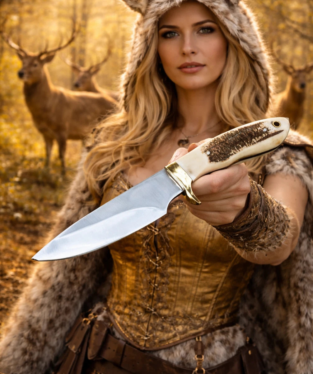 Professional Carbon Steel High Polish Blade Skinner Outdoor Survival EDC Knife