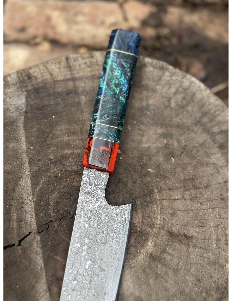 Handmade High Carbon Steel Chef Knife: 14'' Resin Handle