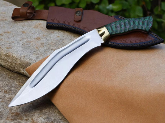 Custom Handmade Hunting Kukri Knife With Leather Sheath