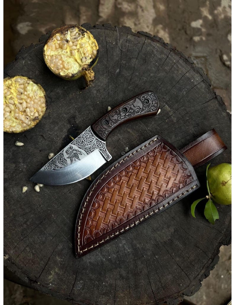 Custom Handmade Hunting Skinner Knife With Leather Sheath
