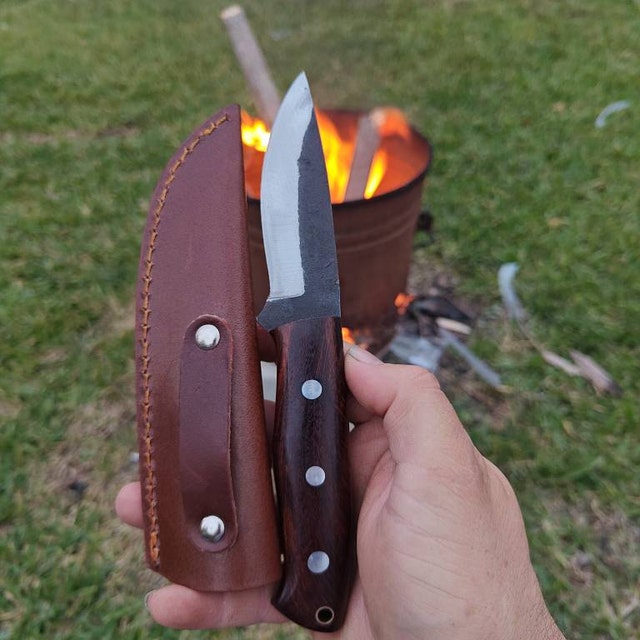 Custom Handmade Carbon Steel Skinner Knife With Leather Sheath