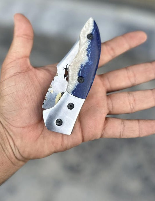 Custom Handcrafted Resin Handle Folding Pocket Knife