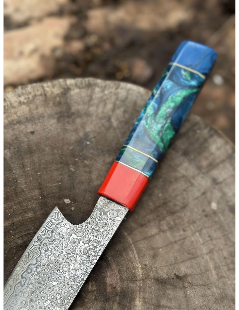Handmade High Carbon Steel Chef Knife: 14'' Resin Handle