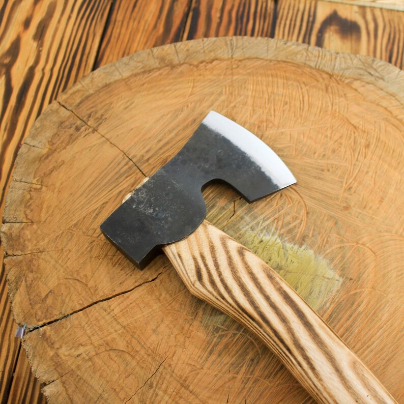 Custom Handmade Carbon Steel Hatchet With Leather Sheath