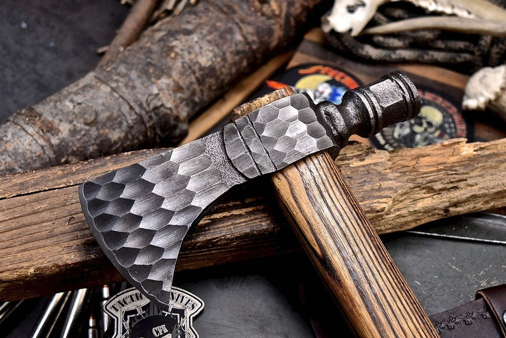 Hand Forged 1095 High Carbon Steel Axe Viking Tomahawk Axe with Leather Sheath