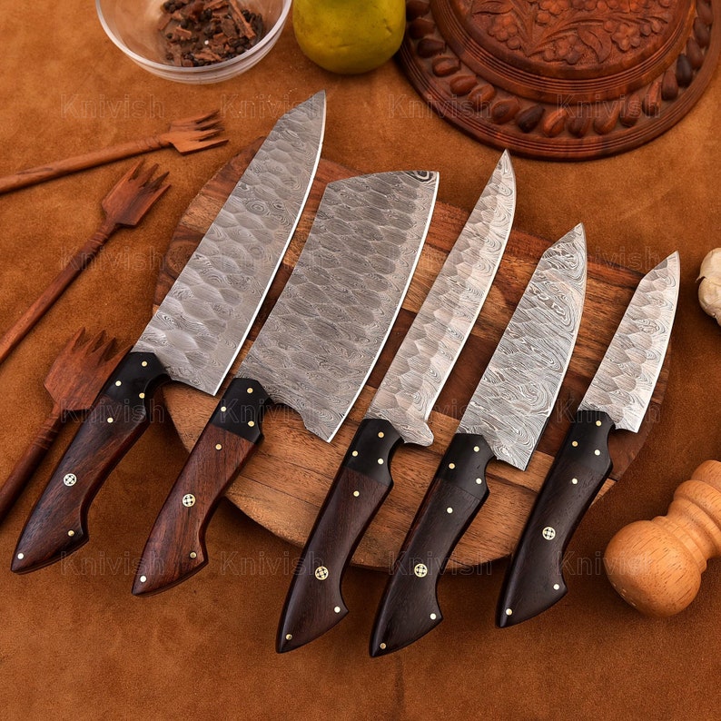 Kitchen Knives Set 5 Pcs Damascus Steel Chef Knives Set