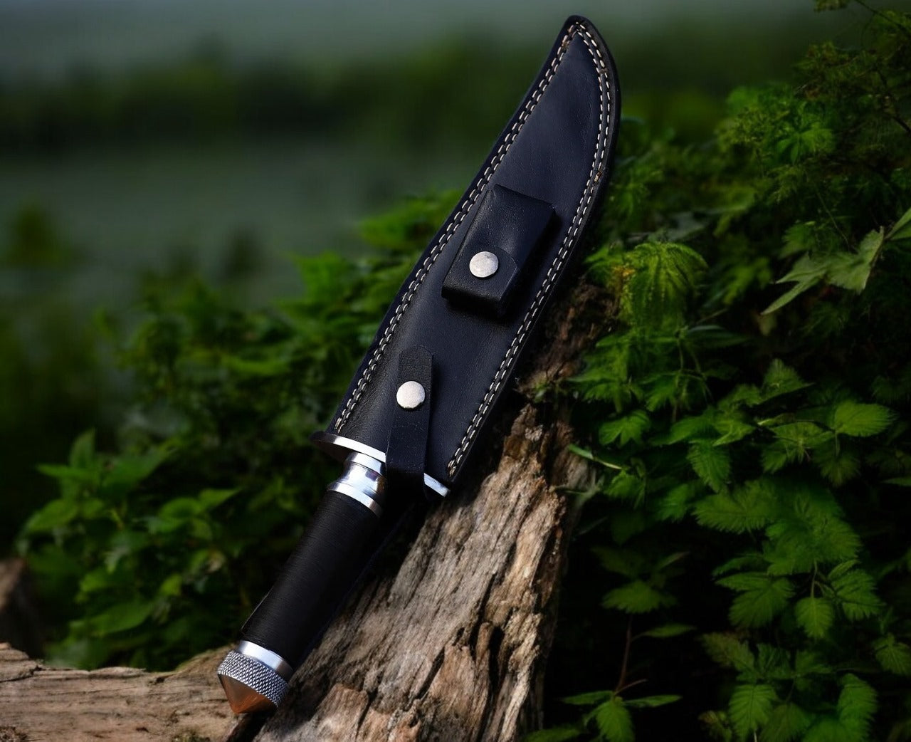Fully Hand Forged Bowie Hunting Knife With Leather Sheath