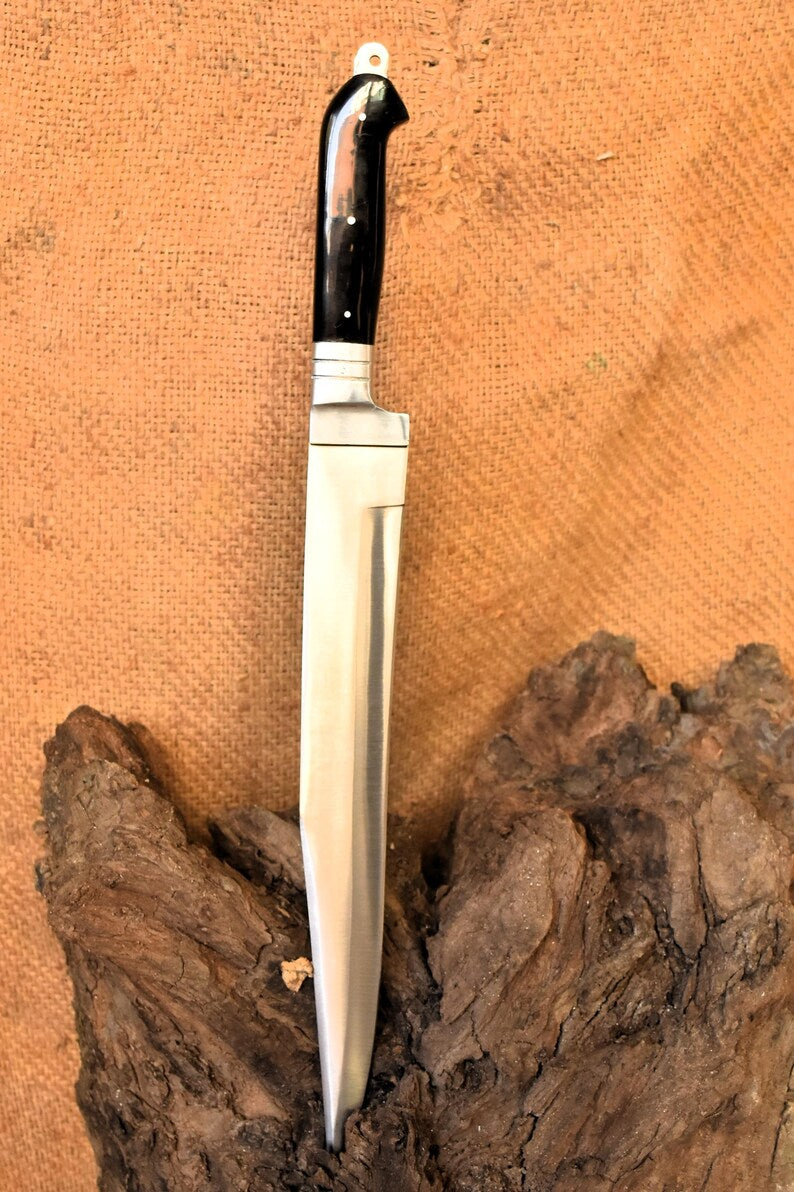 Custom Handmade Hunting Knife With Leather Sheath