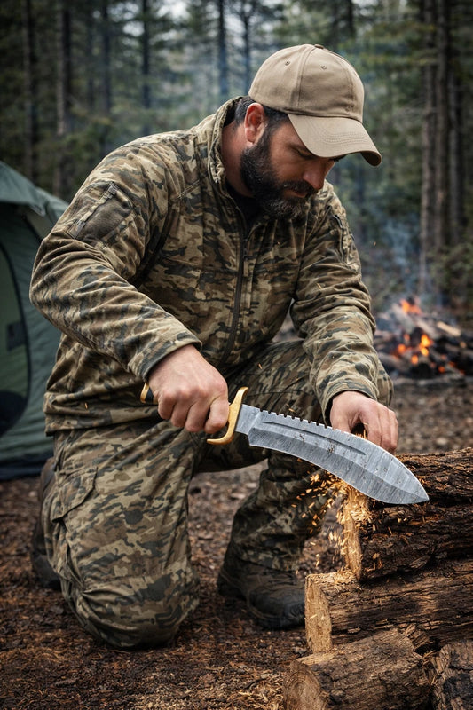 Handmade Damascus Steel Blade Bowie Knife Stag Brass Guard Handle With Sheath