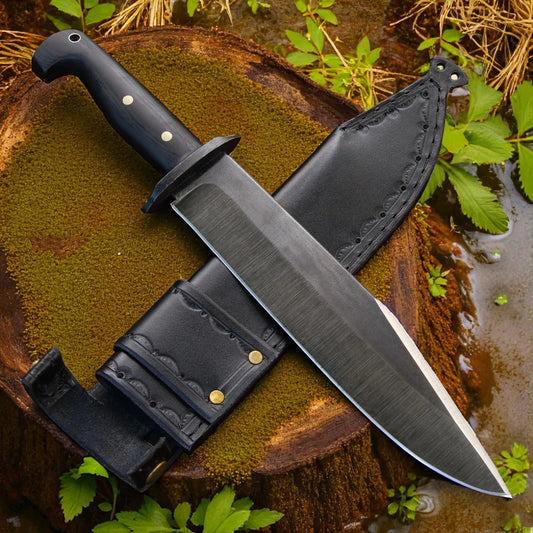Tercio Raider, 10" Full Tang Bowie Knife. Leather Sheath, Micarta Grips