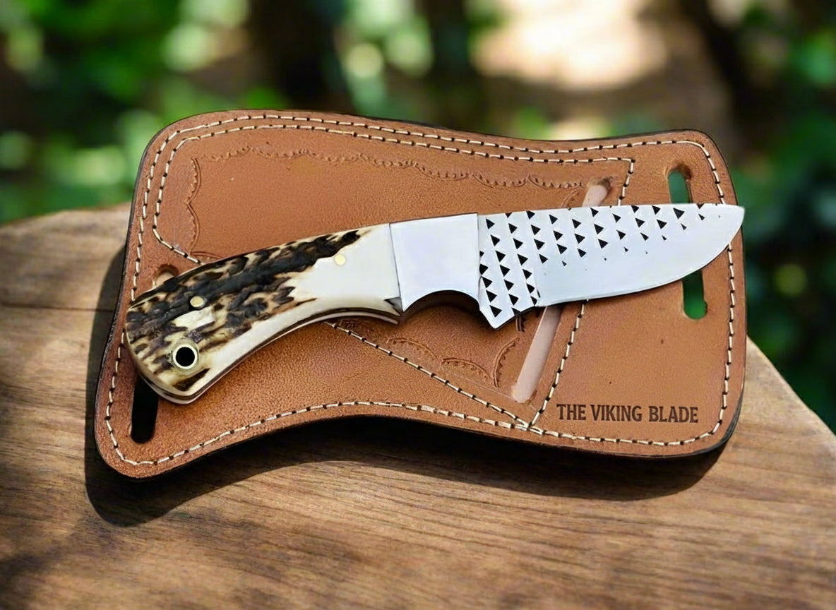 Ranger’s Legacy – Cowboy Knife with Antler Handle & Leather Holster