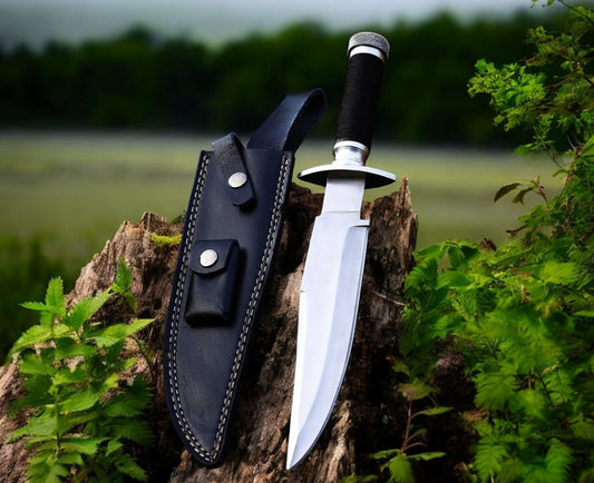 Fully Hand Forged Bowie Hunting Knife With Leather Sheath