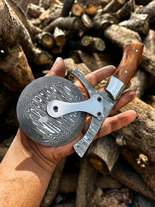 Handmade Damascus Steel Pizza Cutter
