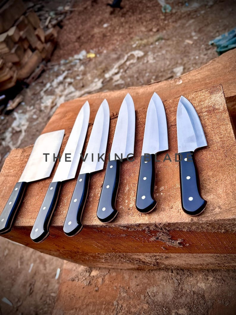 Hand Forged Chef Knife Set: Rustic Carbon Steel Cutlery