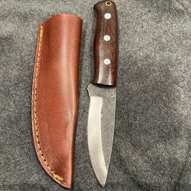 Custom Handmade Carbon Steel Skinner Knife With Leather Sheath