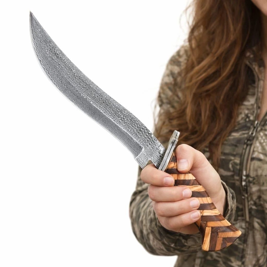 Master Craft Damascus Steel Blade Bowie Knife Tactical Outdoor Survival