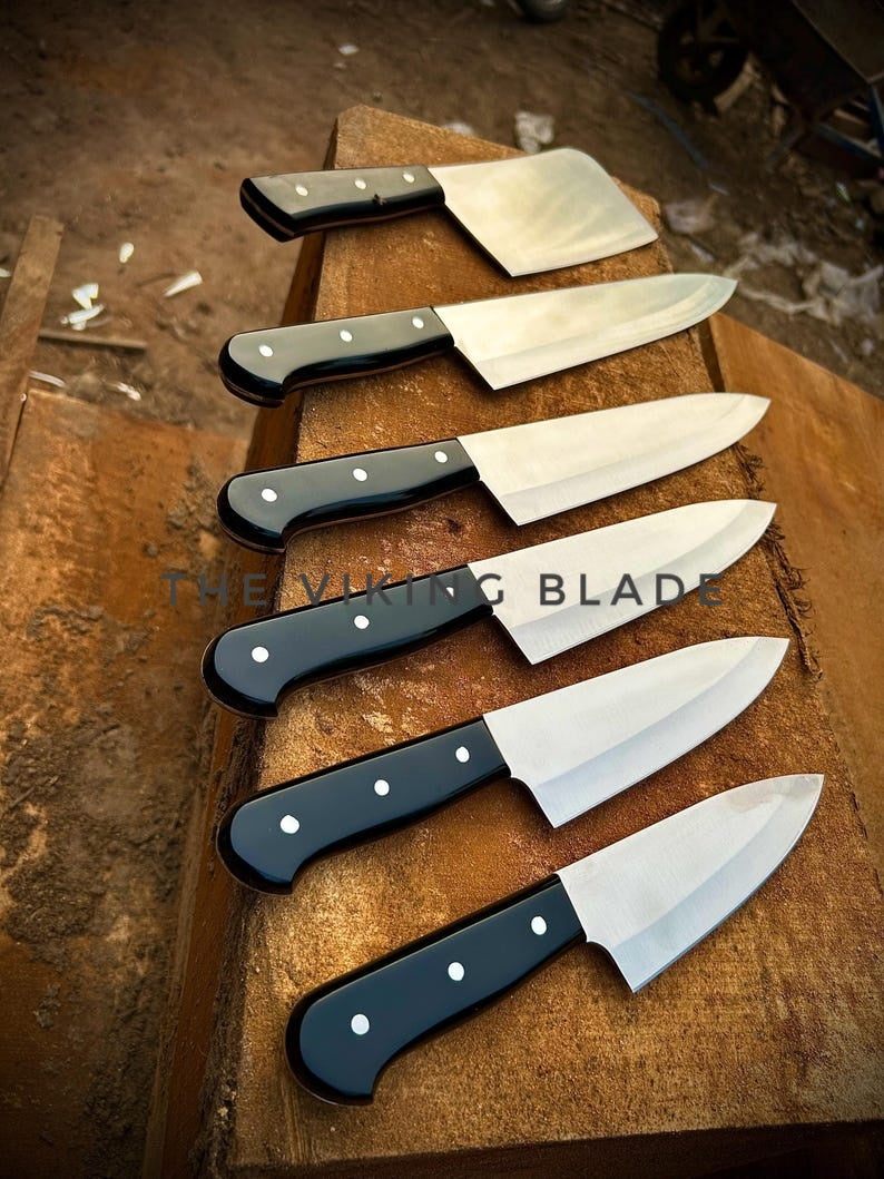 Hand Forged Chef Knife Set: Rustic Carbon Steel Cutlery
