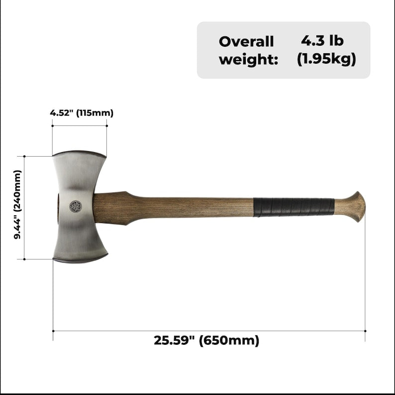 Hand Forged Double Bit Viking Axe: Functional Double Blade Hatchet