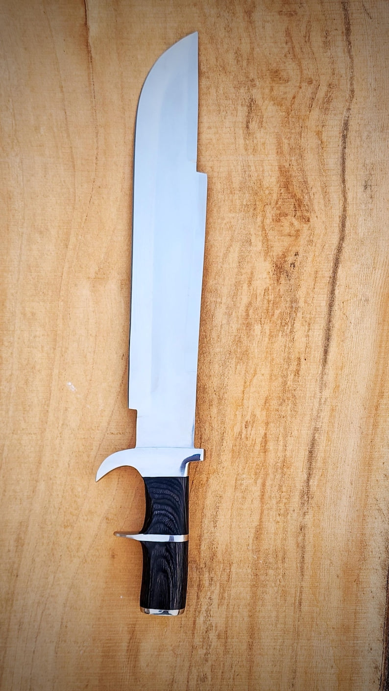 Custom Handmade Hunting Bowie Knife With Leather Sheath