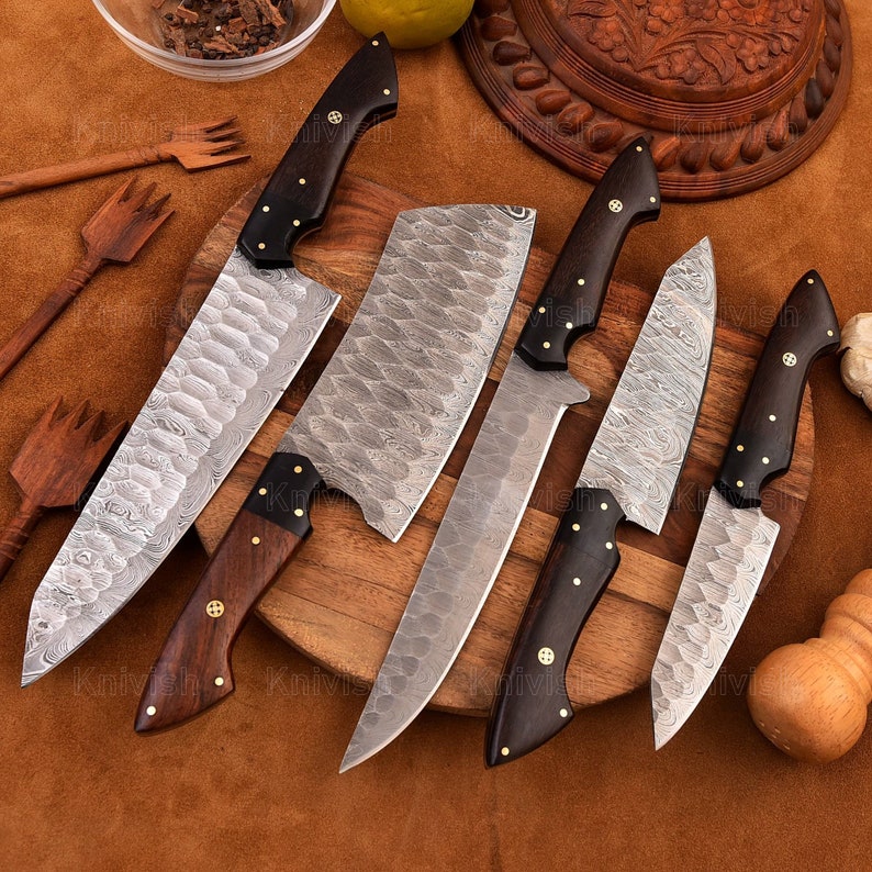 Kitchen Knives Set 5 Pcs Damascus Steel Chef Knives Set