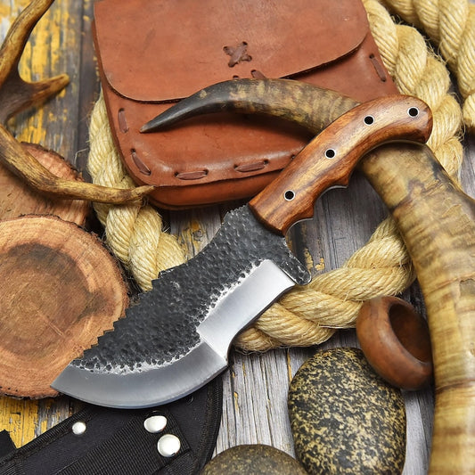 Hand Forged Hunting Tracker Knife Thick Spine - Ultimate Camping Companion