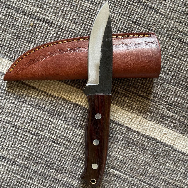 Custom Handmade Carbon Steel Skinner Knife With Leather Sheath