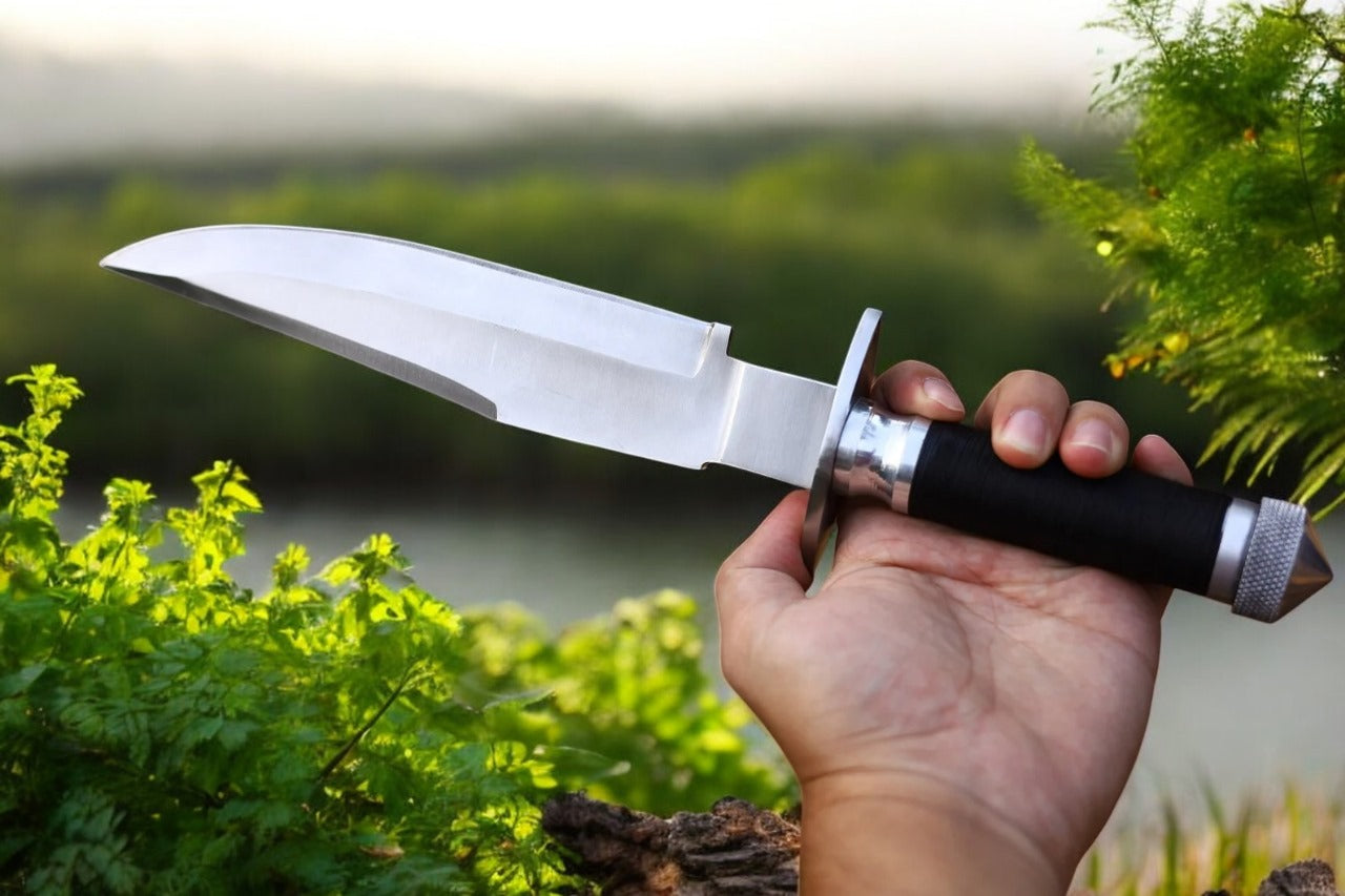 Fully Hand Forged Bowie Hunting Knife With Leather Sheath