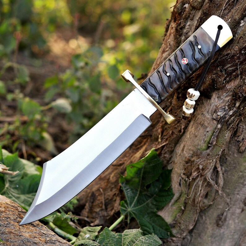 Handmade Hunting Knife 15 Inch | Carbon Steel Blade with Ram Horn Handle & Leather Sheath