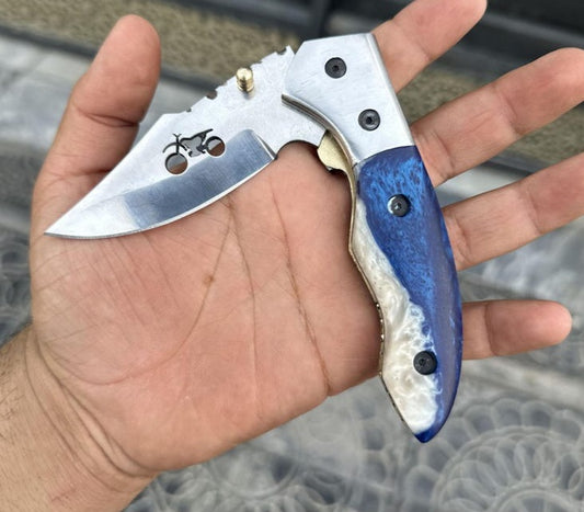 Custom Handcrafted Resin Handle Folding Pocket Knife